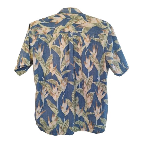 Hawaiian Shirt by Cooke Street Honolulu 100% Cotton men's Large Blue Tropical - Picture 2 of 8